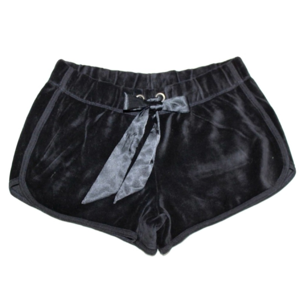 Velour/Velvet Short Shorts with Pockets on the Back & a Silk/Satin Drawstring
